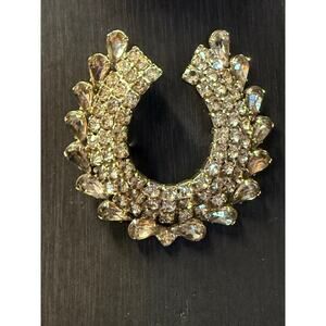 Vintage Large Horeshoe Rhinestone Brooch
